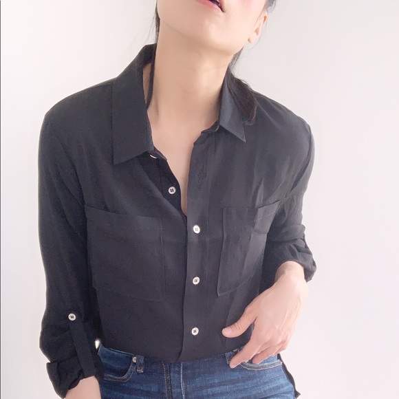 NWT CLASSIC SOFT LONG SLEEVES BUTTON SHIRT - BLACK - Picture 6 of 9